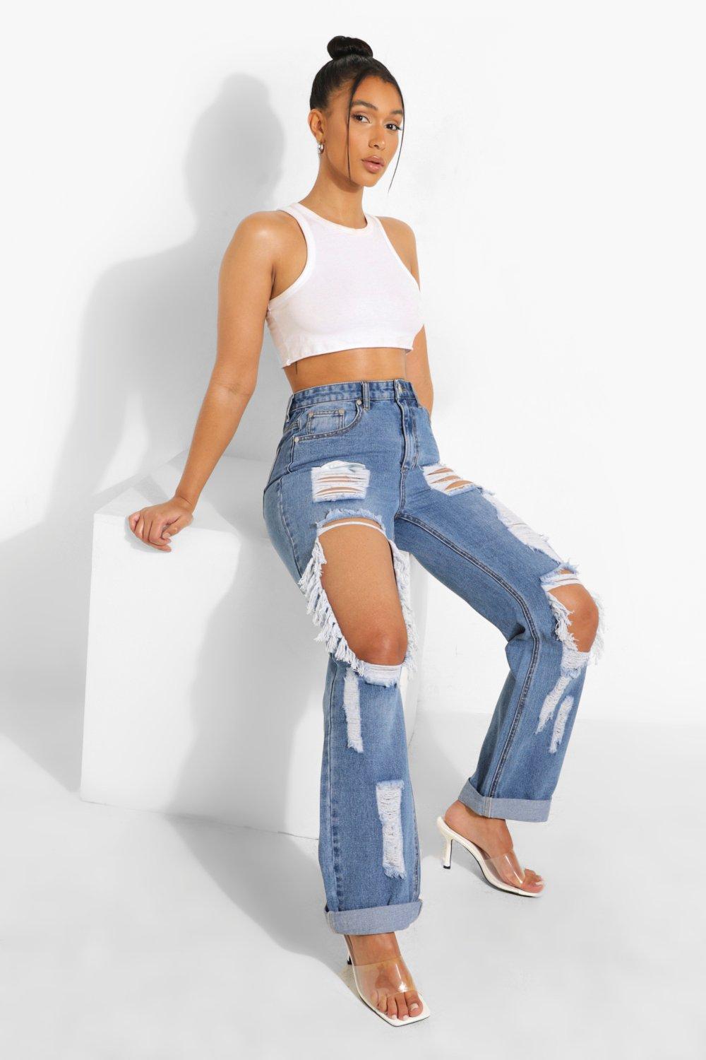 Blue cut hot sale up jeans